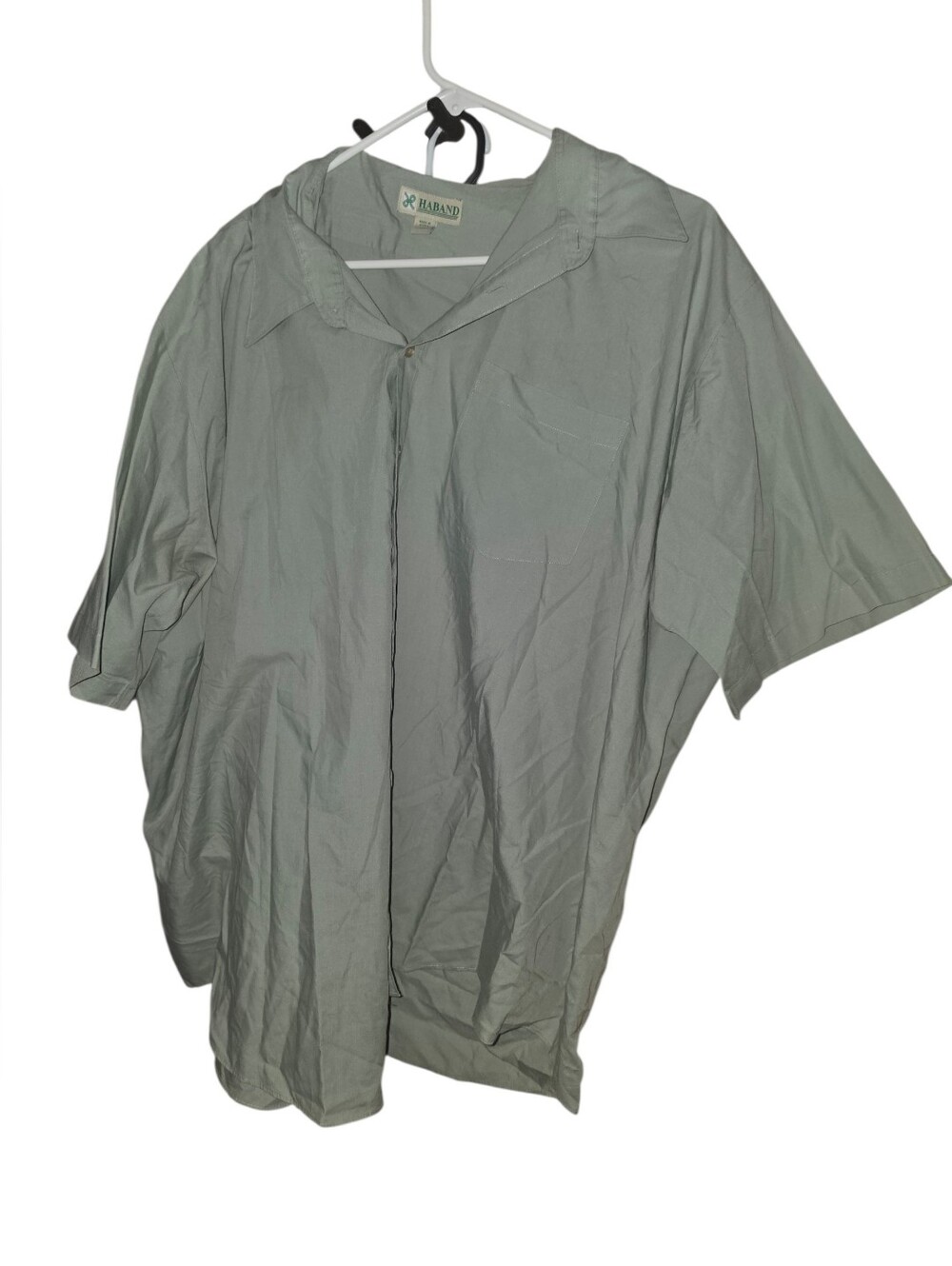 6/11/36. Haband Men's Light Gray Short-Sleeve Button-Down Shirt